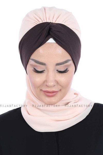 Gill - Hijab Pratique Beige & Marron