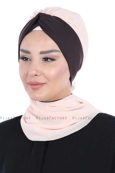 Gill - Hijab Pratique Beige & Marron