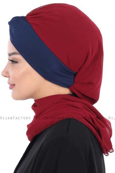 Gill - Hijab Pratique Bordeaux & Bleu Marin