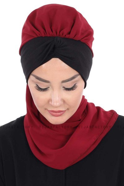 Gill - Hijab Pratique Bordeaux & Noir