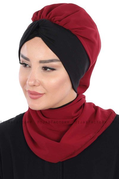 Gill - Hijab Pratique Bordeaux & Noir