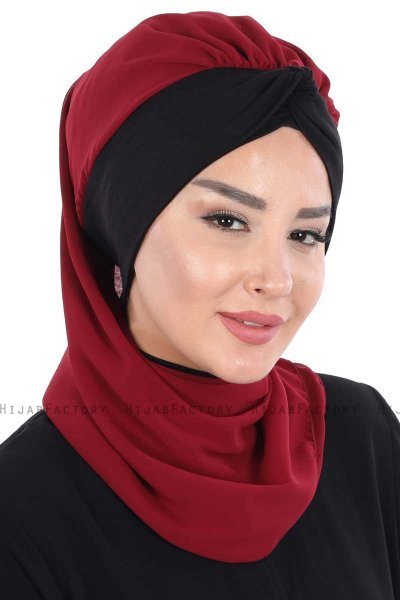 Gill - Hijab Pratique Bordeaux & Noir