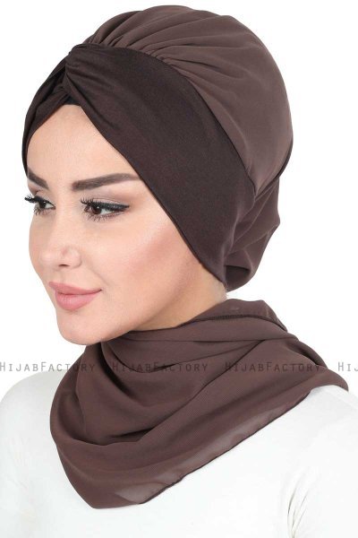 Gill - Hijab Pratique Marron & Marron