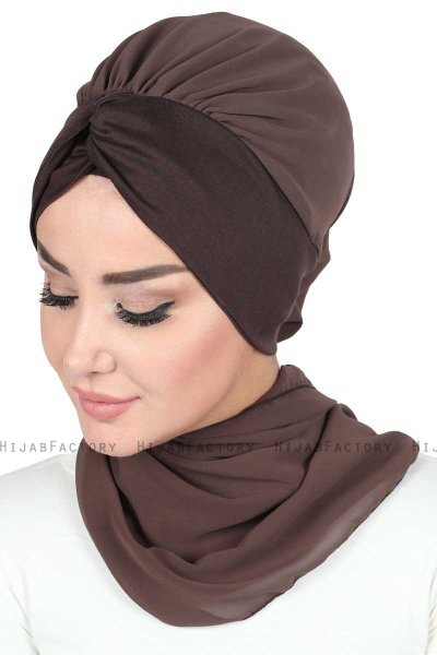 Gill - Hijab Pratique Marron & Marron