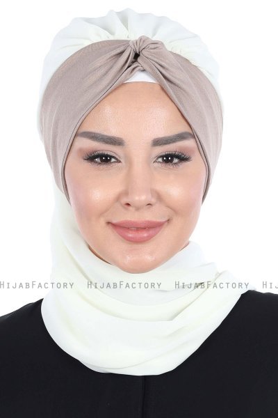 Gill - Hijab Pratique Crème & Taupe