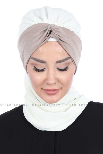 Gill - Hijab Pratique Crème & Taupe