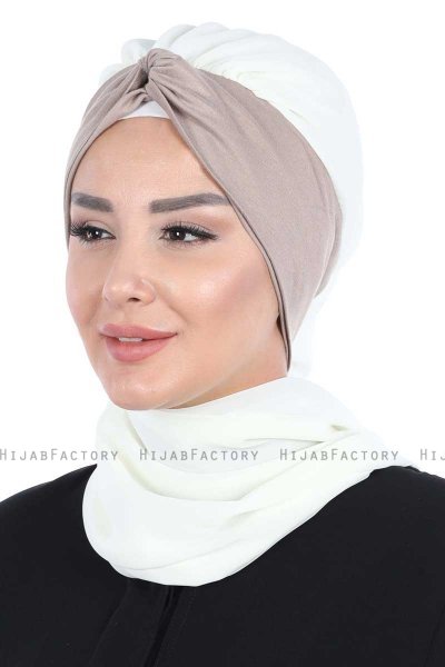 Gill - Hijab Pratique Crème & Taupe