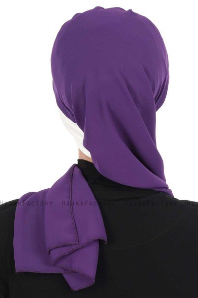 Gill - Hijab Pratique Violet & Crème