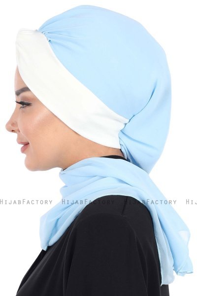 Gill - Hijab Pratique Bleu Clair & Crème
