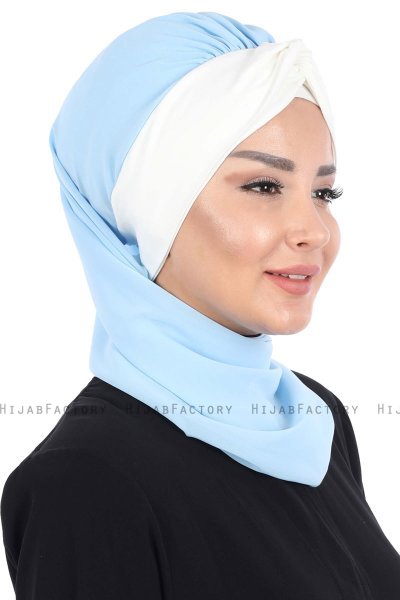 Gill - Hijab Pratique Bleu Clair & Crème
