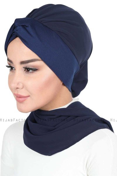 Gill - Hijab Pratique Bleu Marin & Bleu Marin