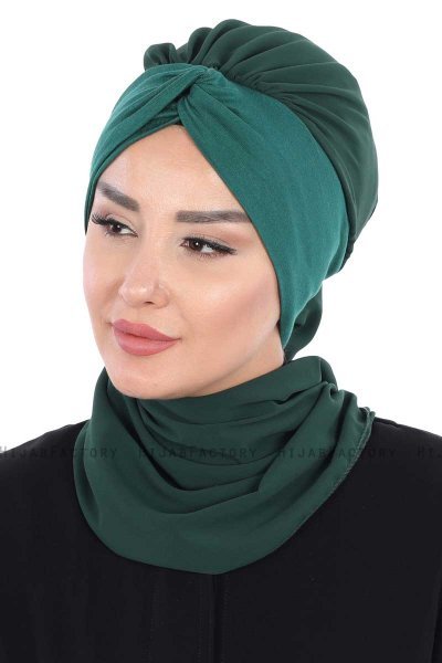 Gill - Hijab Pratique Vert Foncé & Vert Foncé