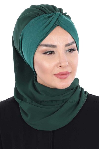 Gill - Hijab Pratique Vert Foncé & Vert Foncé