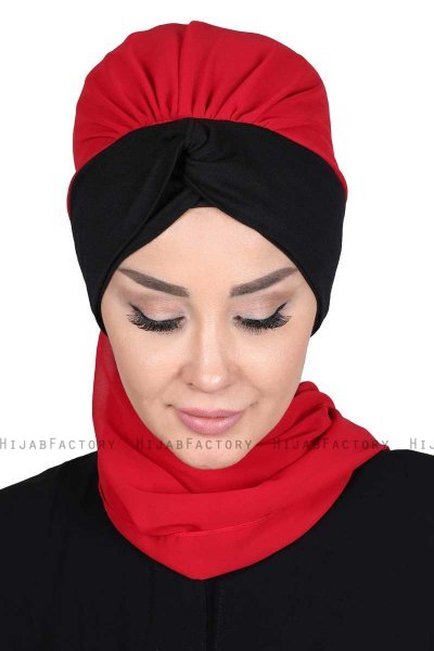 Gill - Hijab Pratique Rouge & Noir