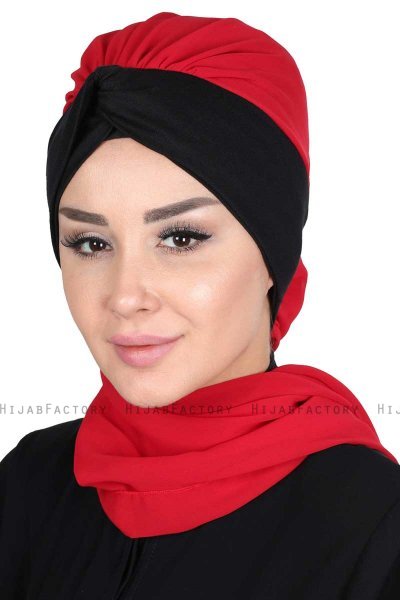 Gill - Hijab Pratique Rouge & Noir
