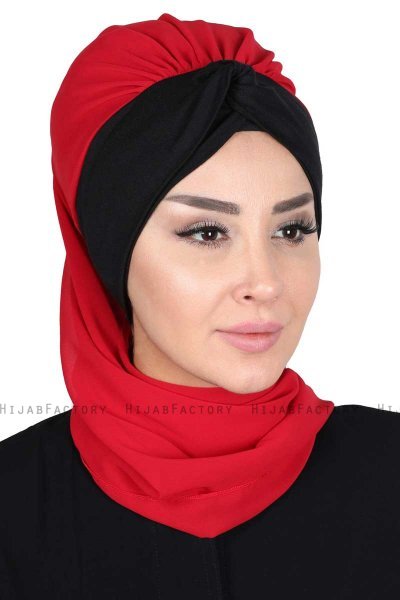 Gill - Hijab Pratique Rouge & Noir
