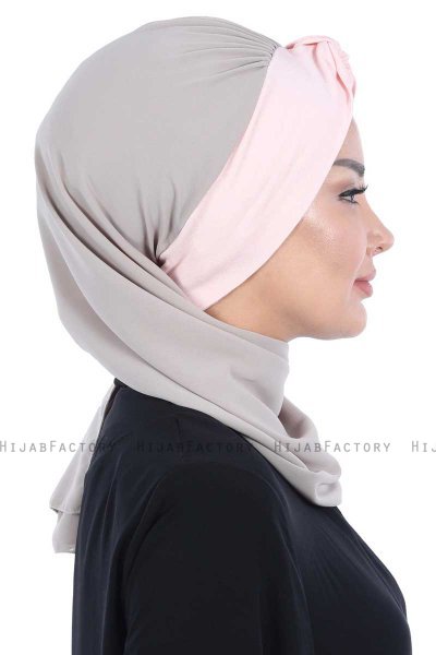 Gill - Hijab Pratique Taupe & Vieux Rose