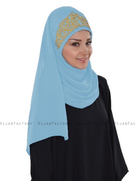 Gina Ljusblå Praktisk One-Piece Hijab Ayse Turban 324127-2
