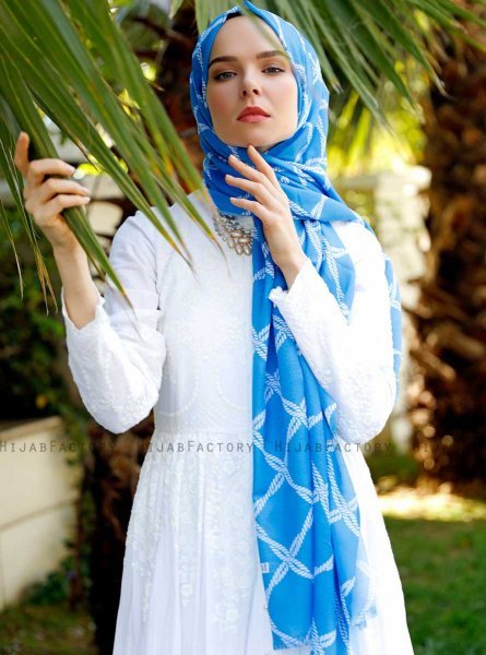 Habibah - Hijab à Motifs Bleu - Sal Evi