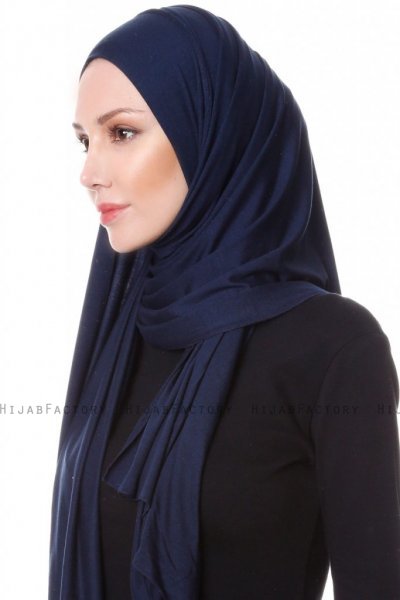 Hanfendy - Hijab Pratique One-Piece Bleu Marin