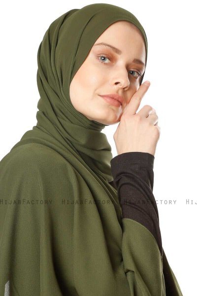 Hazal - Hijab Crepe Kaki - Ecardin
