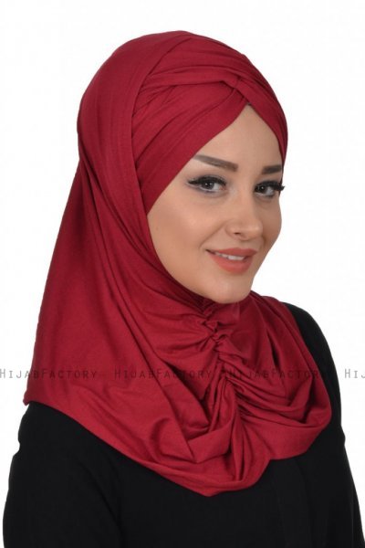 Hilda - Hijab En Coton Bordeaux