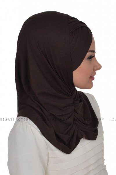Hilda - Hijab En Coton Marron