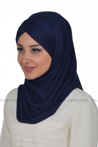 Hilda - Hijab En Coton Bleu Marine