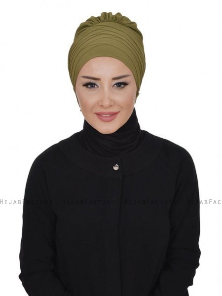 Jane Khaki Chiffon Turban Ayse Turban 325917b
