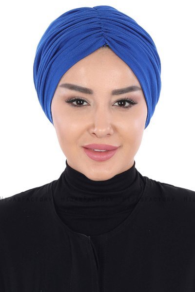 Jill - Turban En Coton Bleu - Ayse Turban