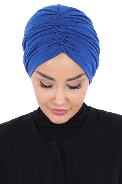 Jill - Turban En Coton Bleu - Ayse Turban