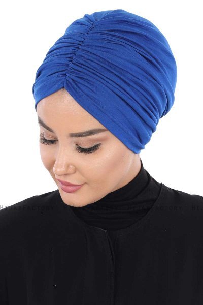 Jill - Turban En Coton Bleu - Ayse Turban