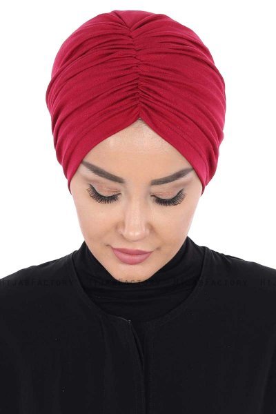 Jill - Turban En Coton Bordeaux - Ayse Turban