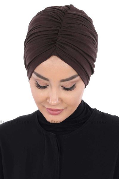 Jill - Turban En Coton Marron - Ayse Turban
