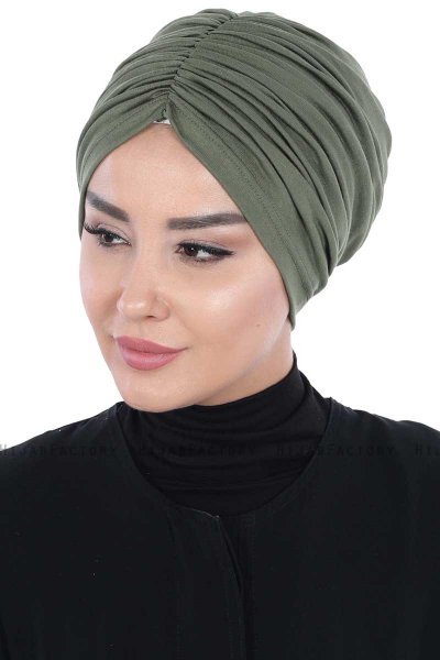 Jill - Turban En Coton Kaki - Ayse Turban
