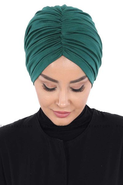 Jill - Turban En Coton Vert Foncé - Ayse Turban