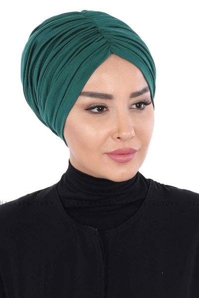 Jill - Turban En Coton Vert Foncé - Ayse Turban
