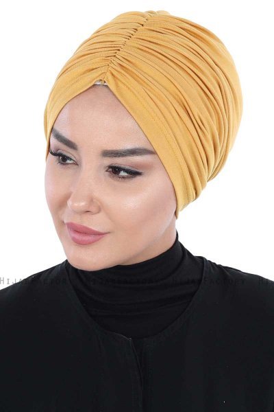 Jill - Turban En Coton Moutarde - Ayse Turban