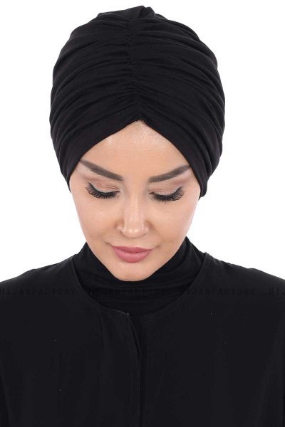 Jill - Turban En Coton Noir - Ayse Turban