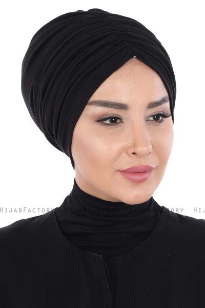 Jill - Turban En Coton Noir - Ayse Turban