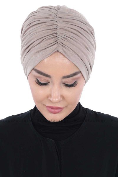 Jill - Turban En Coton Taupe - Ayse Turban
