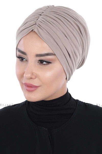 Jill - Turban En Coton Taupe - Ayse Turban