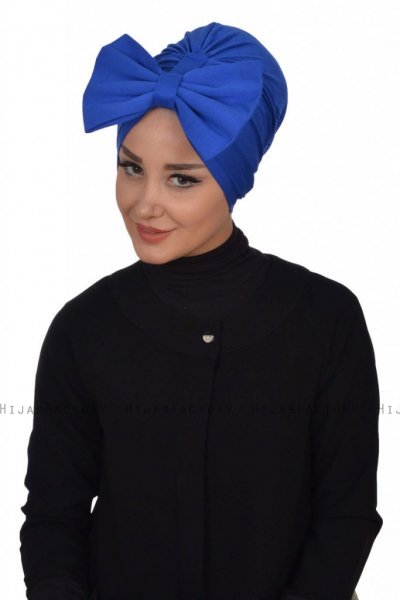 Julia - Turban En Coton Bleu - Ayse Turban