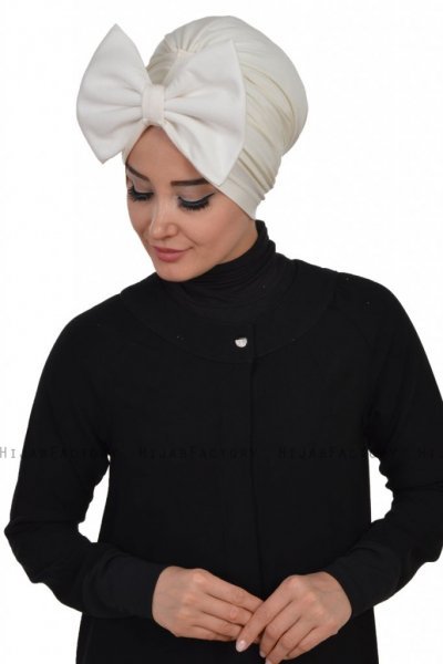 Julia - Turban En Coton Blanc Cassé - Ayse Turban