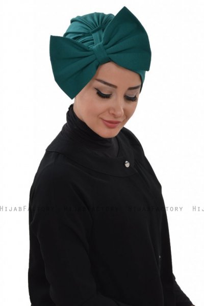 Julia - Turban En Coton Vert Foncé - Ayse Turban