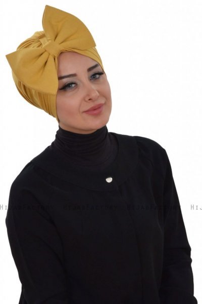 Julia - Turban En Coton Moutarde - Ayse Turban