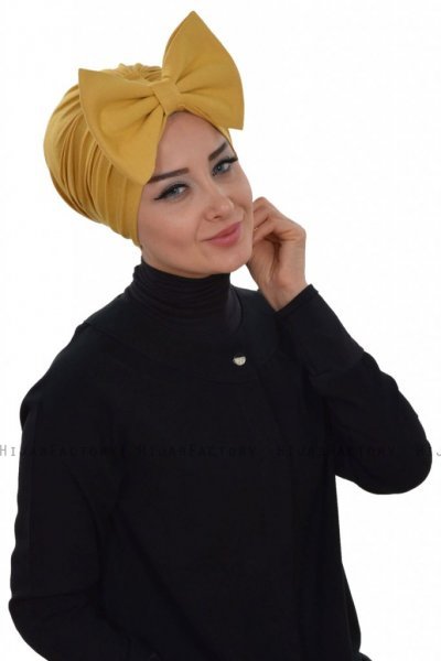 Julia - Turban En Coton Moutarde - Ayse Turban