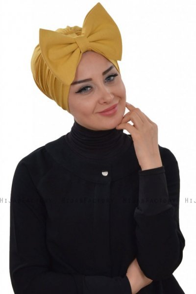 Julia - Turban En Coton Moutarde - Ayse Turban