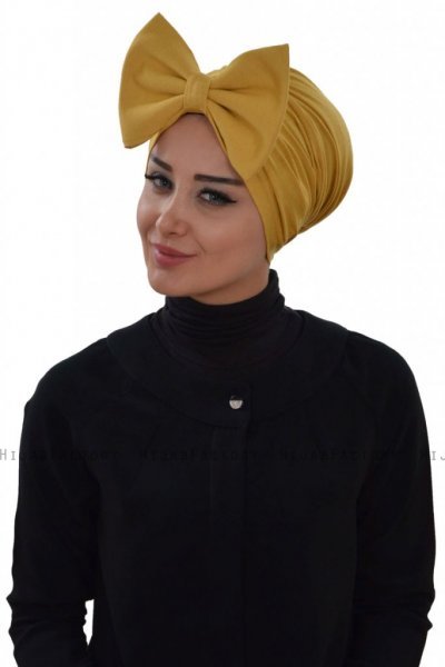 Julia - Turban En Coton Moutarde - Ayse Turban