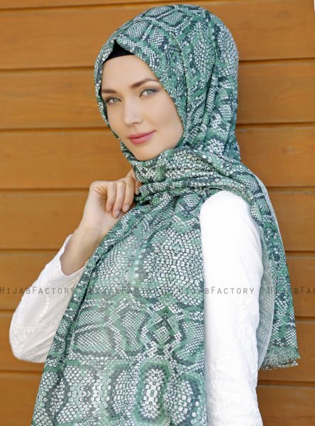 Dounia - Hijab à Motifs Vert